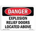 Signmission OSHA Danger Sign, 18" Height, 24" Width, Aluminum, Explosion Relief Doors Located Above, Landscape OS-DS-A-1824-L-2335